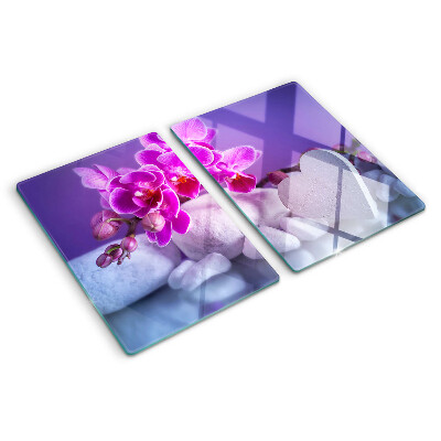Üveg vágódeszka Orchideák köveken