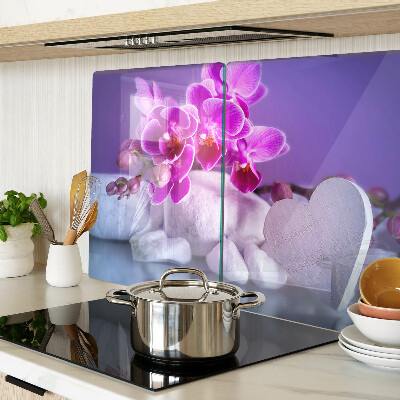 Üveg vágódeszka Orchideák köveken