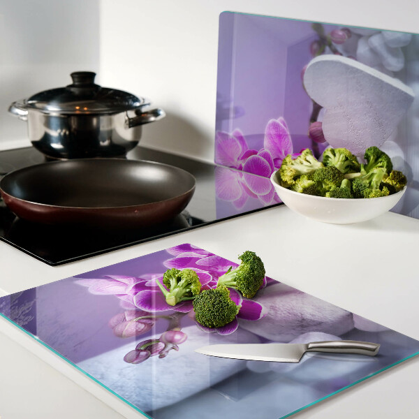 Üveg vágódeszka Orchideák köveken