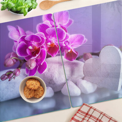 Üveg vágódeszka Orchideák köveken