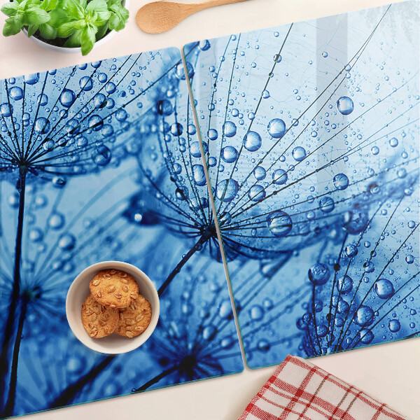 Üveg vágódeszka fényképpel Virágok vízcseppekkel