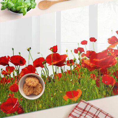 Üveg vágódeszka fényképpel Pipacsok a réten