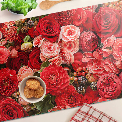 Üveg vágódeszka Virágminta rózsákkal