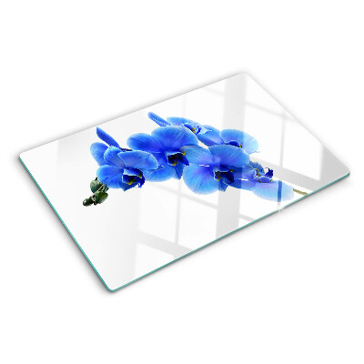 Edzett üveg vágódeszka Kék orchideák