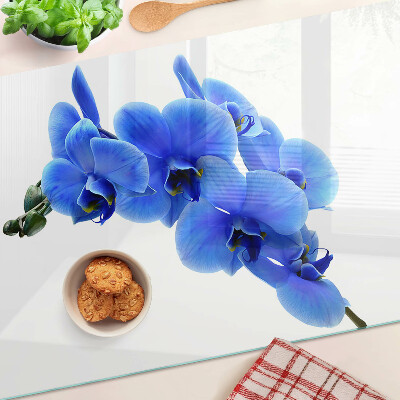 Edzett üveg vágódeszka Kék orchideák