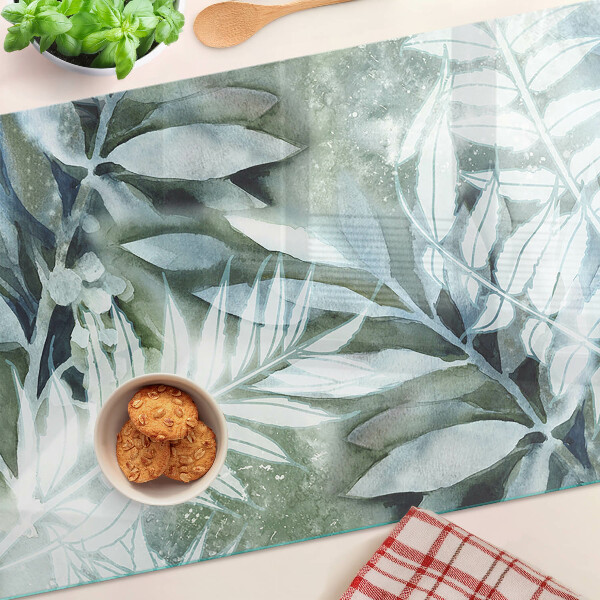 Edzett üveg vágódeszka Trópusi levelek pasztell árnyalatokban