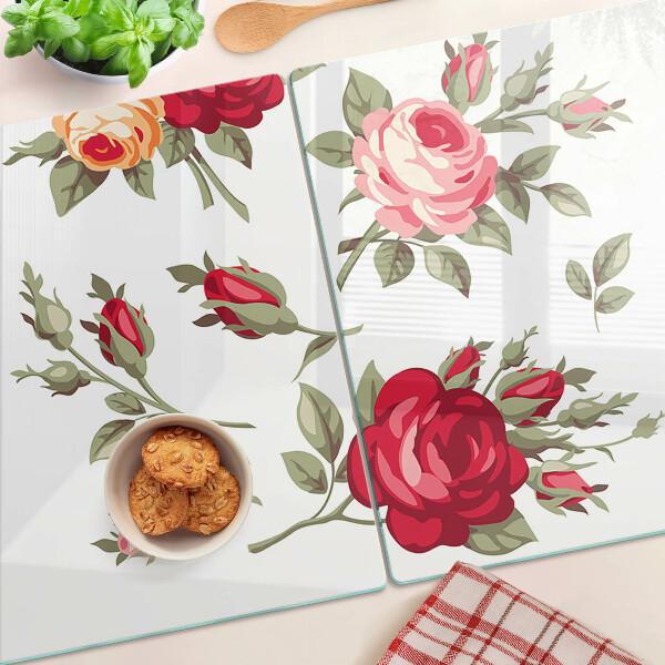 Üveg vágódeszka fényképpel Vintage rózsák