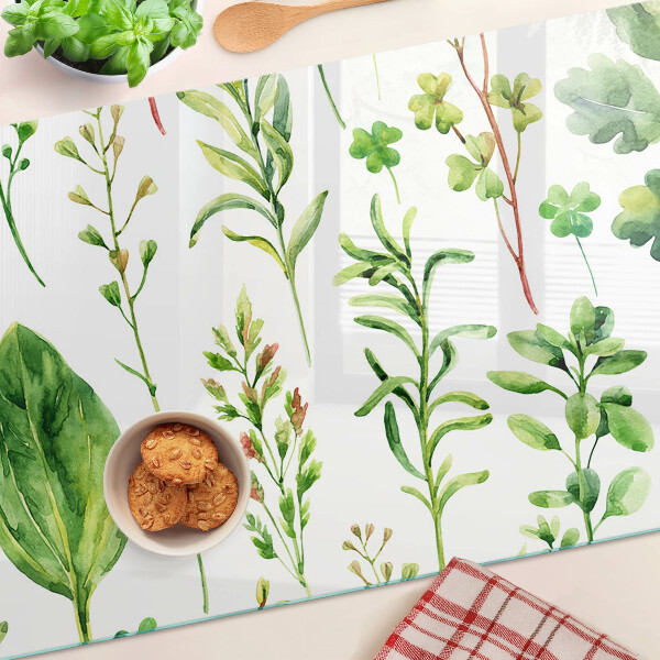 Edzett üveg vágódeszka Növényi minták zöld árnyalatokban