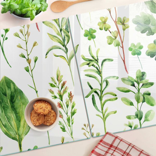 Edzett üveg vágódeszka Növényi minták zöld árnyalatokban