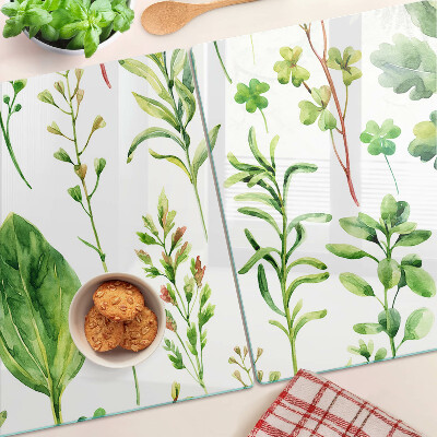 Edzett üveg vágódeszka Növényi minták zöld árnyalatokban