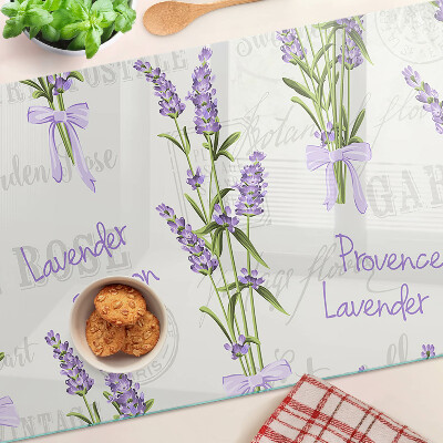 Üveg vágódeszka fényképpel Levendula és provence-i feliratok