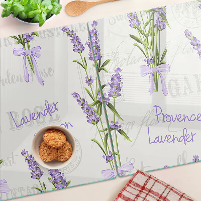 Üveg vágódeszka fényképpel Levendula és provence-i feliratok