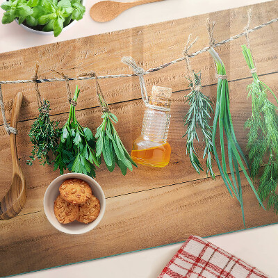 Üveg vágódeszka Fűszernövények a konyhában
