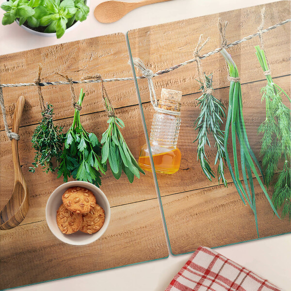 Üveg vágódeszka Fűszernövények a konyhában
