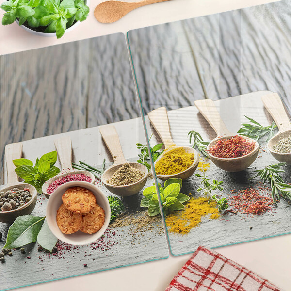 Edzett üveg vágódeszka Fűszerek és gyógynövények