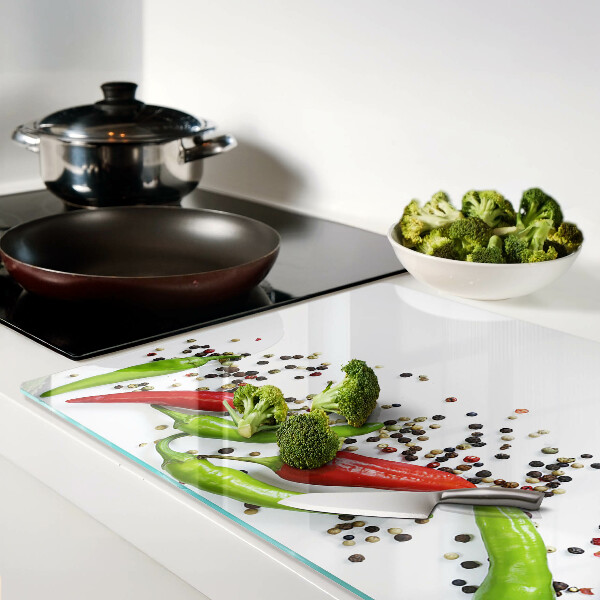 Üveg vágódeszka Paprika és bors
