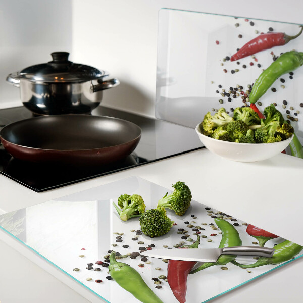 Üveg vágódeszka Paprika és bors