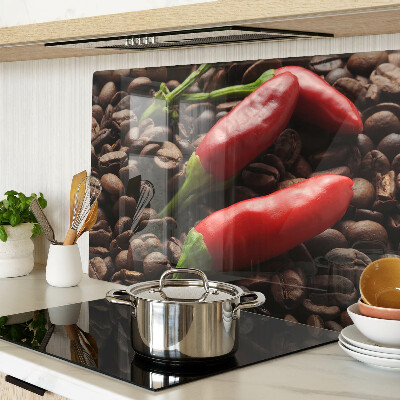 Edzett üveg vágódeszka Kávé és chili paprika