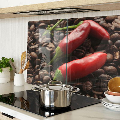 Edzett üveg vágódeszka Kávé és chili paprika