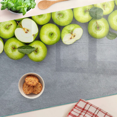 Üveg vágódeszka fényképpel Zöld alma szürke felületen