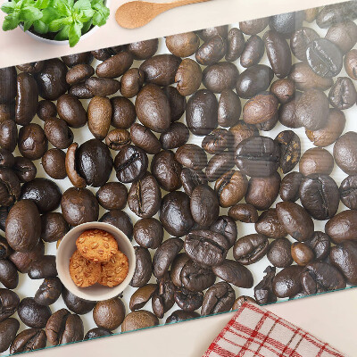 Üveg vágódeszka fényképpel Kávébabok