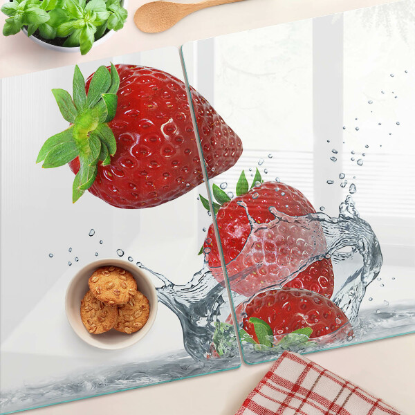 Edzett üveg vágódeszka Eper a vízben