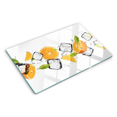 Üveg vágódeszka fényképpel Citrus jéggel