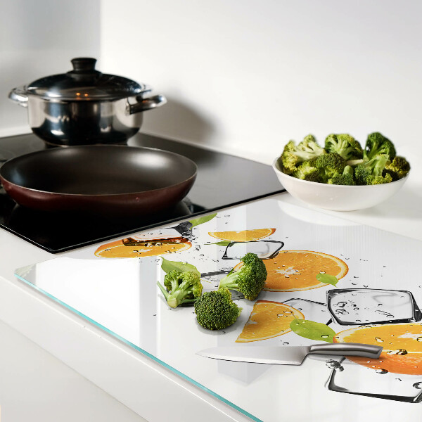 Üveg vágódeszka fényképpel Citrus jéggel