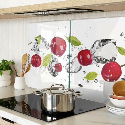 Üveg vágódeszka fényképpel Piros almák jéggel