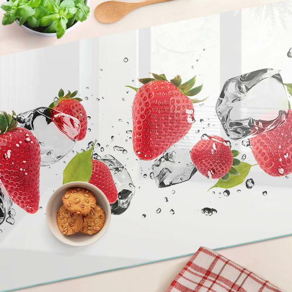 Edzett üveg vágódeszka Eper jéggel