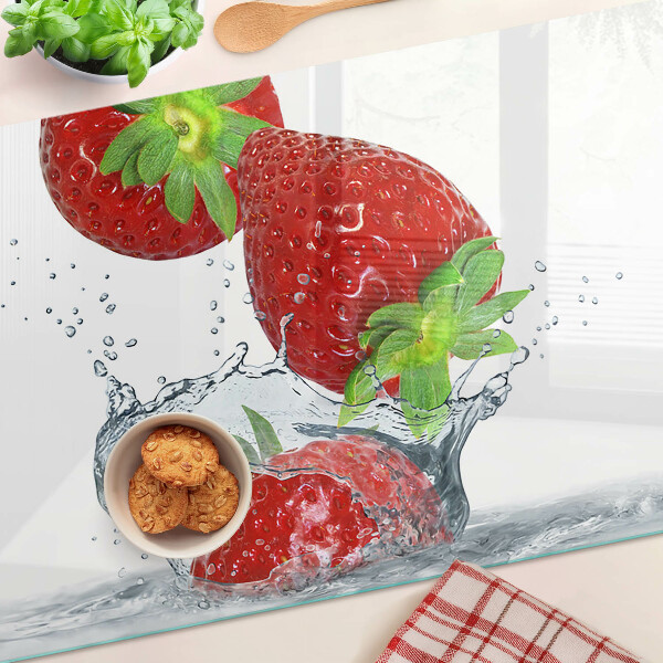 Edzett üveg vágódeszka Eper a vízben