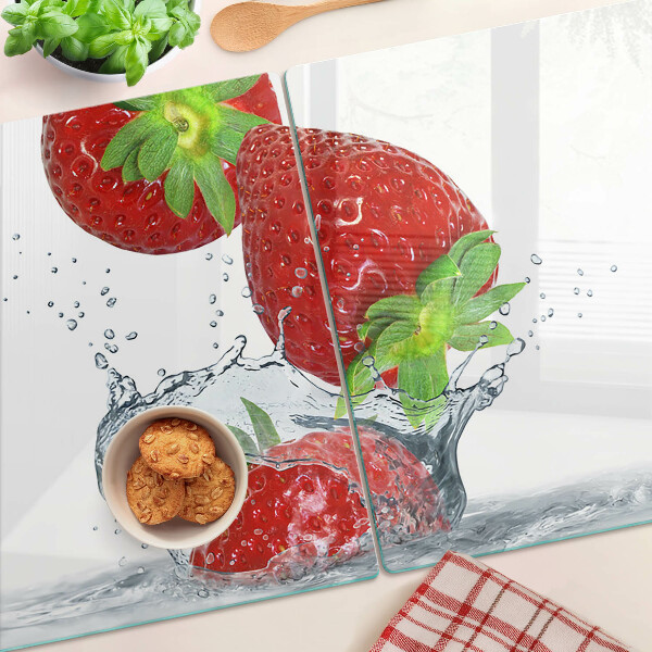 Edzett üveg vágódeszka Eper a vízben