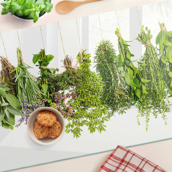 Edzett üveg vágódeszka Zsinóron lógó gyógynövények