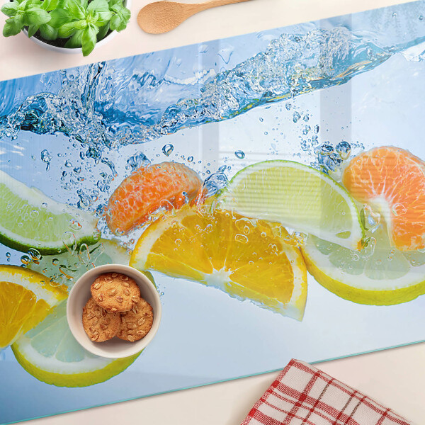 Edzett üveg vágódeszka Citrusfélék vízben
