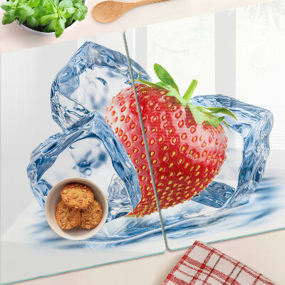 Üveg vágódeszka Eper jégben
