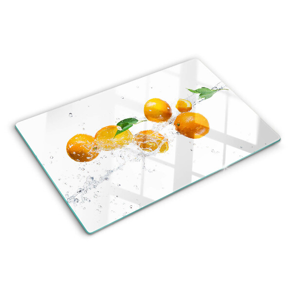 Edzett üveg vágódeszka Citrusfélék vízzel