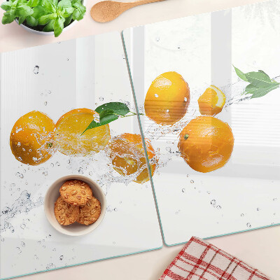 Edzett üveg vágódeszka Citrusfélék vízzel