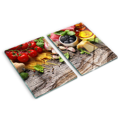 Üveg vágódeszka Olasz konyha tésztával és zöldségekkel