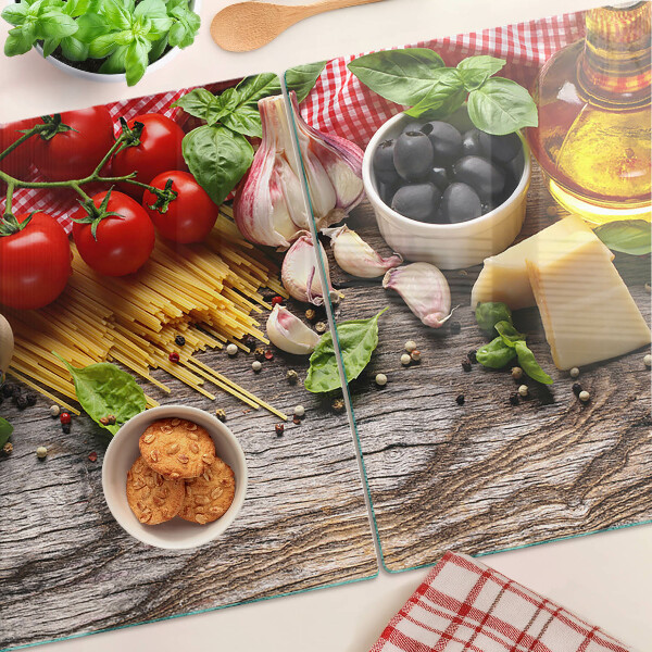 Üveg vágódeszka Olasz konyha tésztával és zöldségekkel