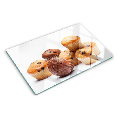 Üveg vágódeszka fényképpel Csokis és vaníliás muffinok
