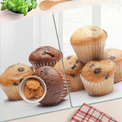 Üveg vágódeszka fényképpel Csokis és vaníliás muffinok
