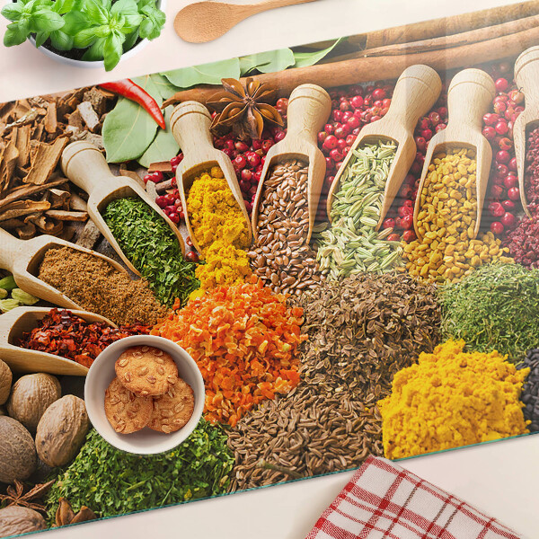 Üveg vágódeszka fényképpel Fűszerek és gyógynövények