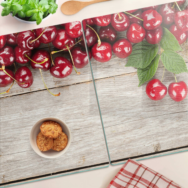 Edzett üveg vágódeszka Cseresznye fa háttéren