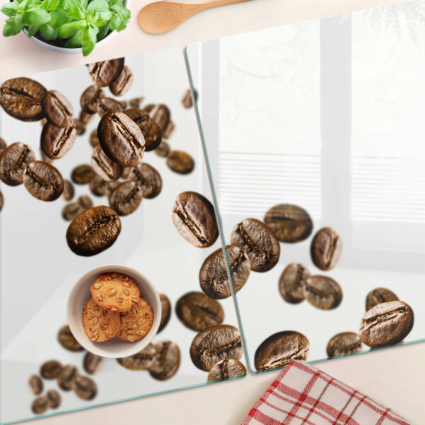 Üveg vágódeszka Kávébabok mozgásban