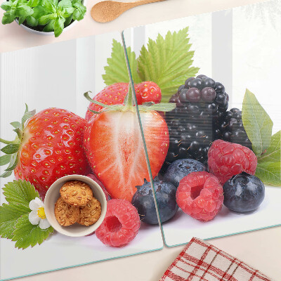 Üveg vágódeszka fényképpel Erdei gyümölcsök