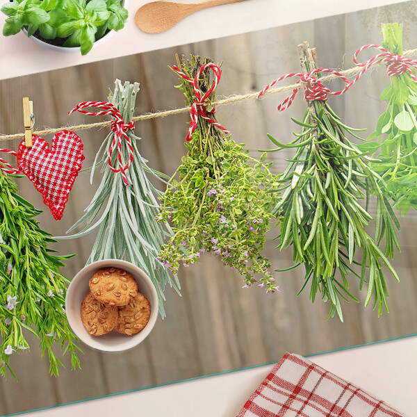 Üveg vágódeszka Gyógynövények egy zsinóron