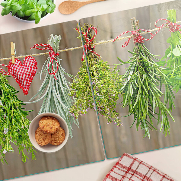 Üveg vágódeszka Gyógynövények egy zsinóron