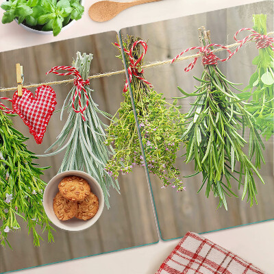 Üveg vágódeszka Gyógynövények egy zsinóron