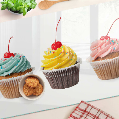 Edzett üveg vágódeszka Cupcake tejszínhabbal és cseresznyével