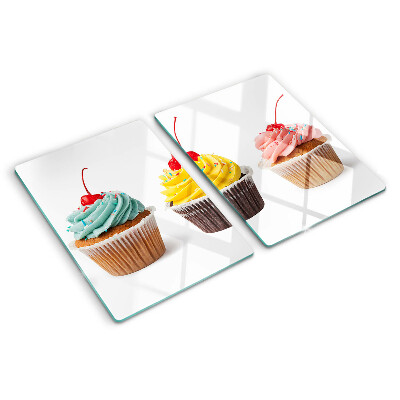 Edzett üveg vágódeszka Cupcake tejszínhabbal és cseresznyével